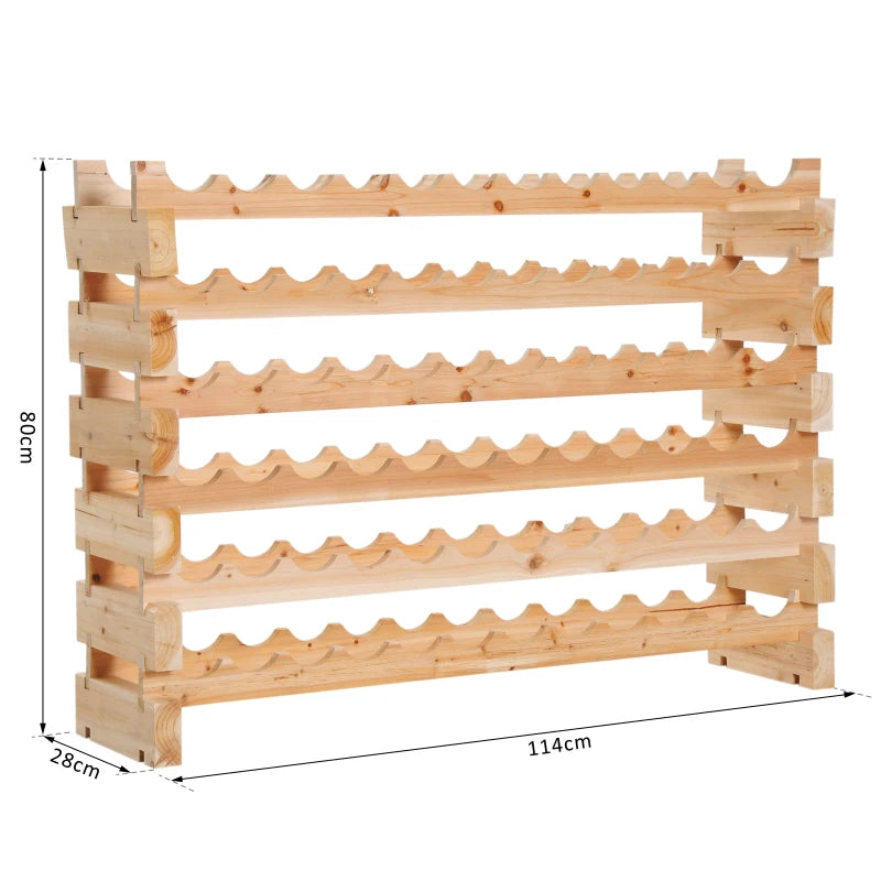 Natural Six-Tier Wooden Wine Rack for 72 Bottles - Stylish Storage Solution for Wine Enthusiasts