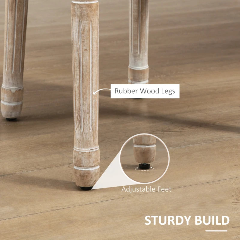 Set of 2 Cream French-Inspired Wooden Dining Chairs - Elegant Rustic Furniture for Dining Room or Kitchen