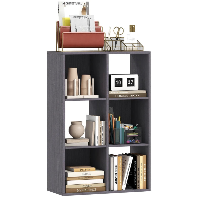 Stylish 6-Cube Bookshelf in Grey - Modern Storage Solution for Home or Office, Perfect for Organizing Books and Decor