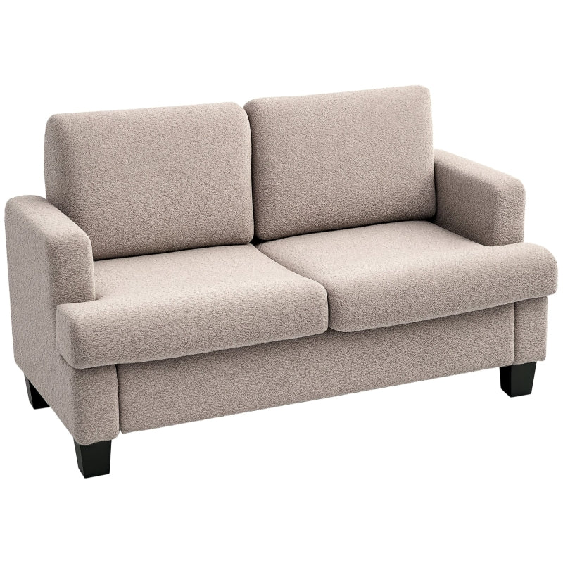 Stylish 2 Seater Loveseat Sofa with Removable Cushions in Light Brown Chenille Fabric for Living Room