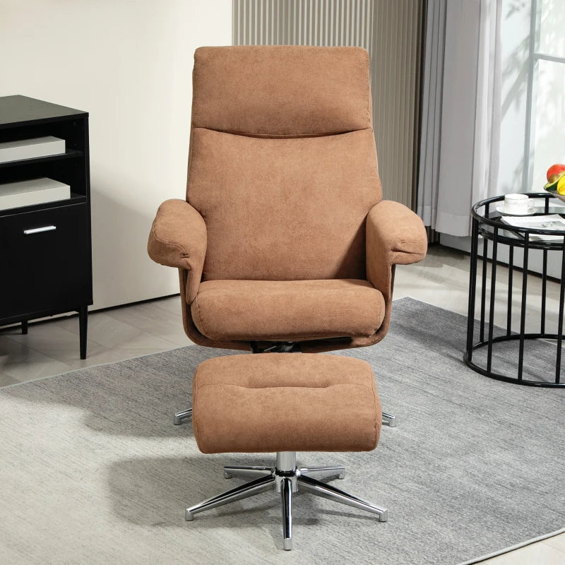Velvet Recliner Chair with Ottoman in Light Brown - Comfortable and Stylish Seating Solution