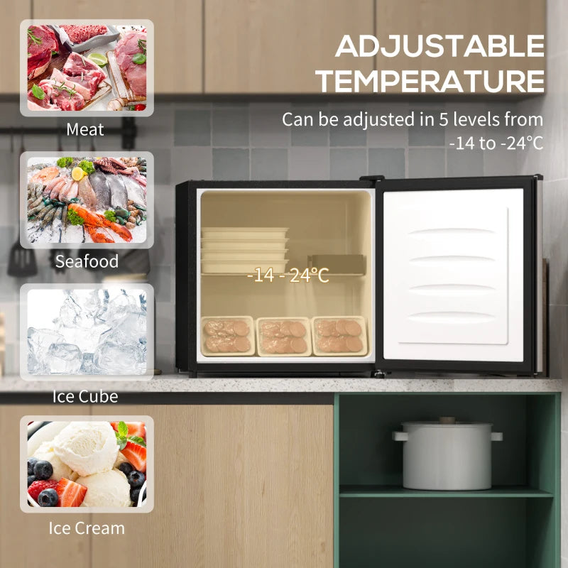 Compact 35L Mini Freezer -24°C to -14°C Silver Tone - Ideal for Small Spaces, Energy Efficient, Perfect for Home or Office