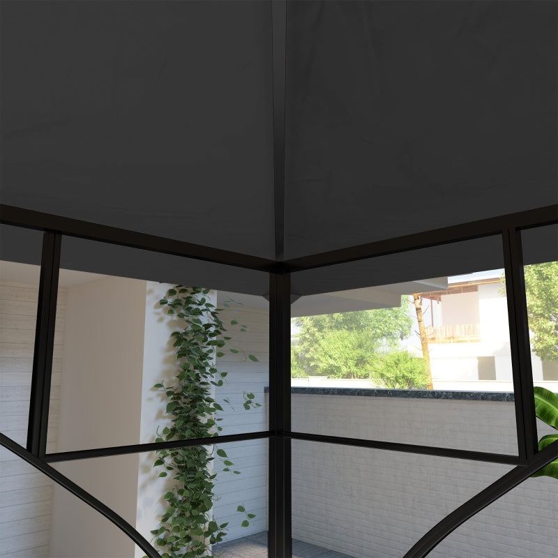 3mx3m Black Replacement Gazebo Canopy - Double Tier Roof Top for Garden, Patio, Outdoor Use (Top Only)