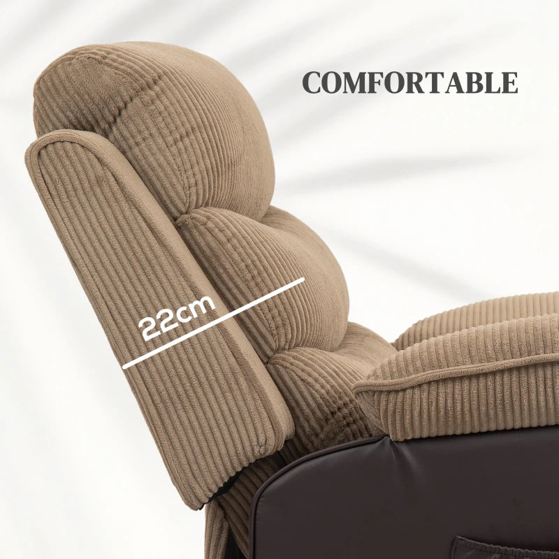 Oversized Electric Riser Recliner Chair for Elderly with Remote Control, USB Port and Side Pockets in Brown