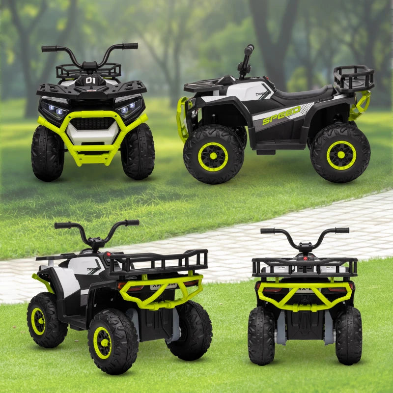 12V Kids Electric Ride On ATV Battery Powered Quad Bike with Spring Suspension Green