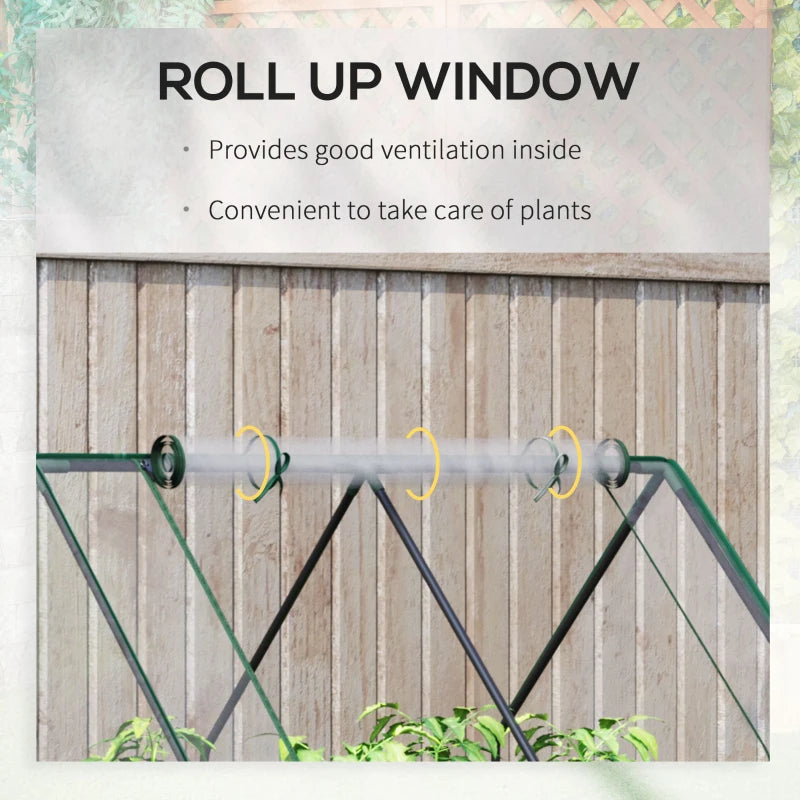 Green Steel Raised Garden Bed with Clear Cover, 127L x 95W x 92H cm