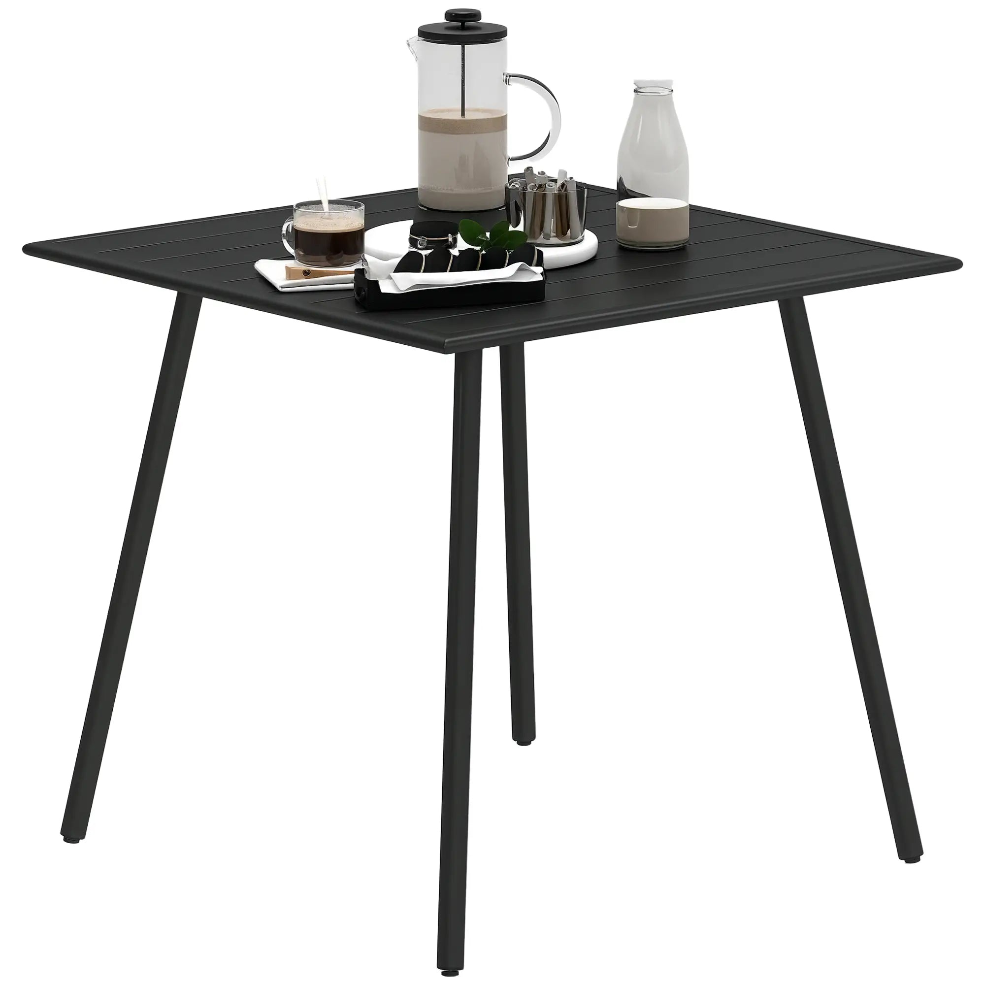 Black Square Garden Table with Slat Top