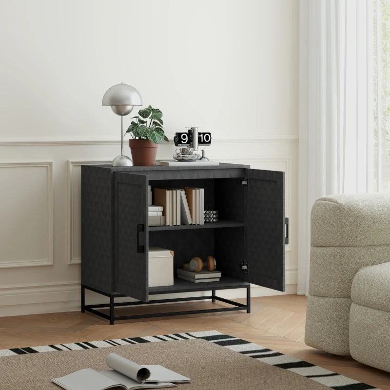 Modern Freestanding Sideboard Storage Cabinet with Adjustable Shelf and Double Doors for Living Room Grey