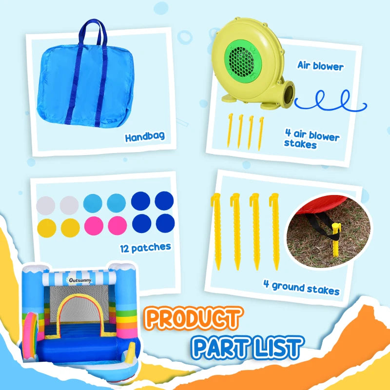 Kids Inflatable Bounce Castle with Trampoline Pool and Climbing Wall 28m x 17m x 155m with Inflator and Carry Bag