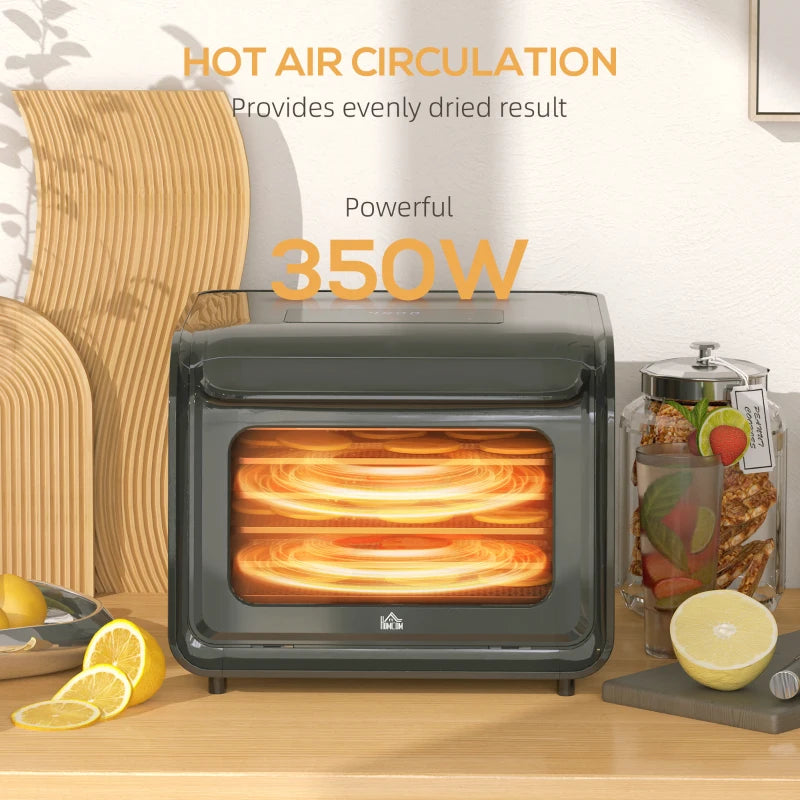 Premium 6-Tray Food Dehydrator - Adjustable 35-70°C Temperature Control - Black - Perfect for Healthy Snacks & Preserving Food