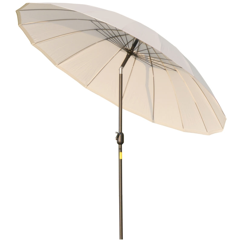 Adjustable 2.5m Garden Parasol Umbrella with Crank & Tilt, Off-White