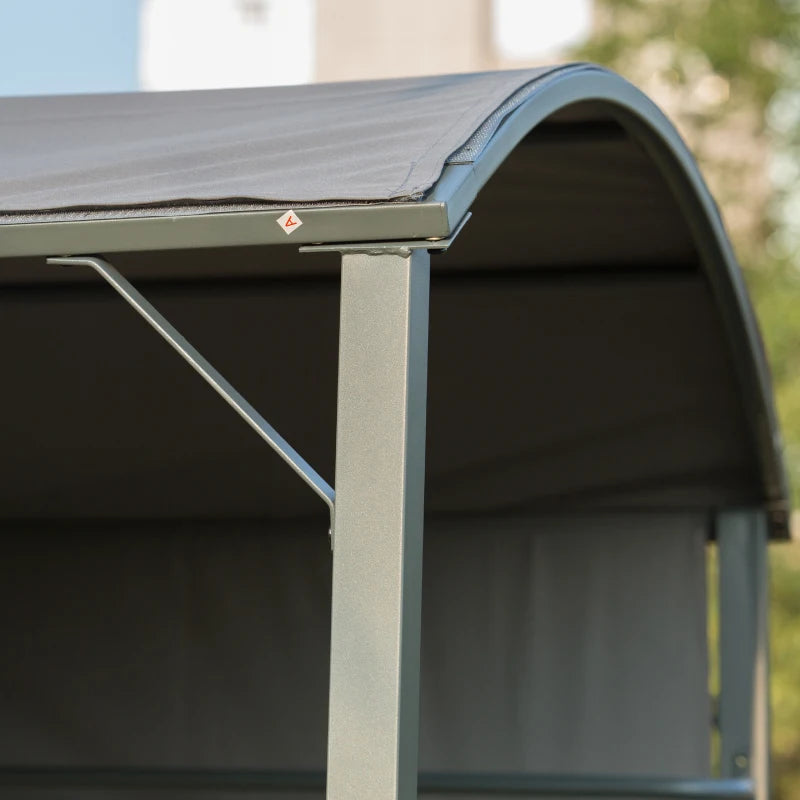 2.2m x 1.4m Black BBQ Grill Gazebo with Shelves and Hooks