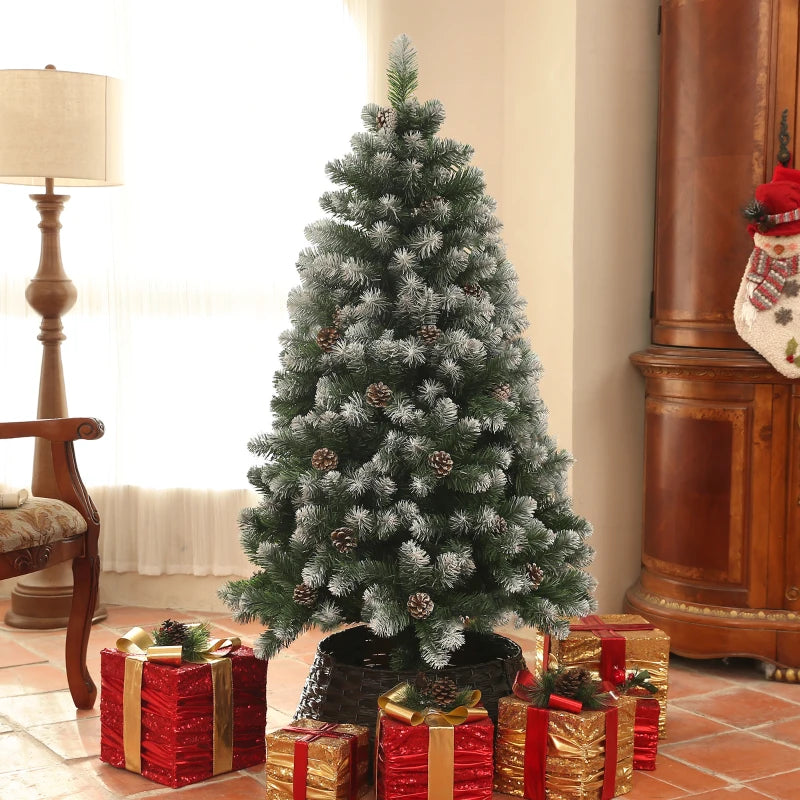 5ft Snow-Dipped Artificial Pine Christmas Tree - Realistic Holiday Decor for Festive Home Decoration