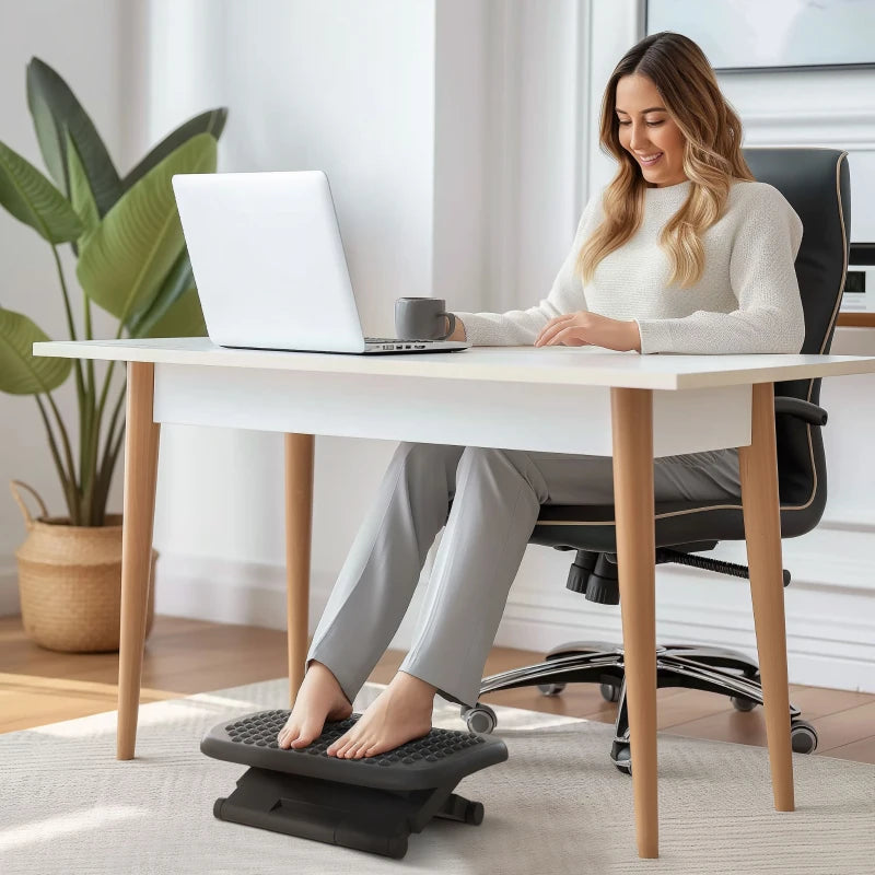 Adjustable Height & Angle Footrest - Ergonomic Tilting Platform for Home Office - Black Foot Rest for Comfort & Support