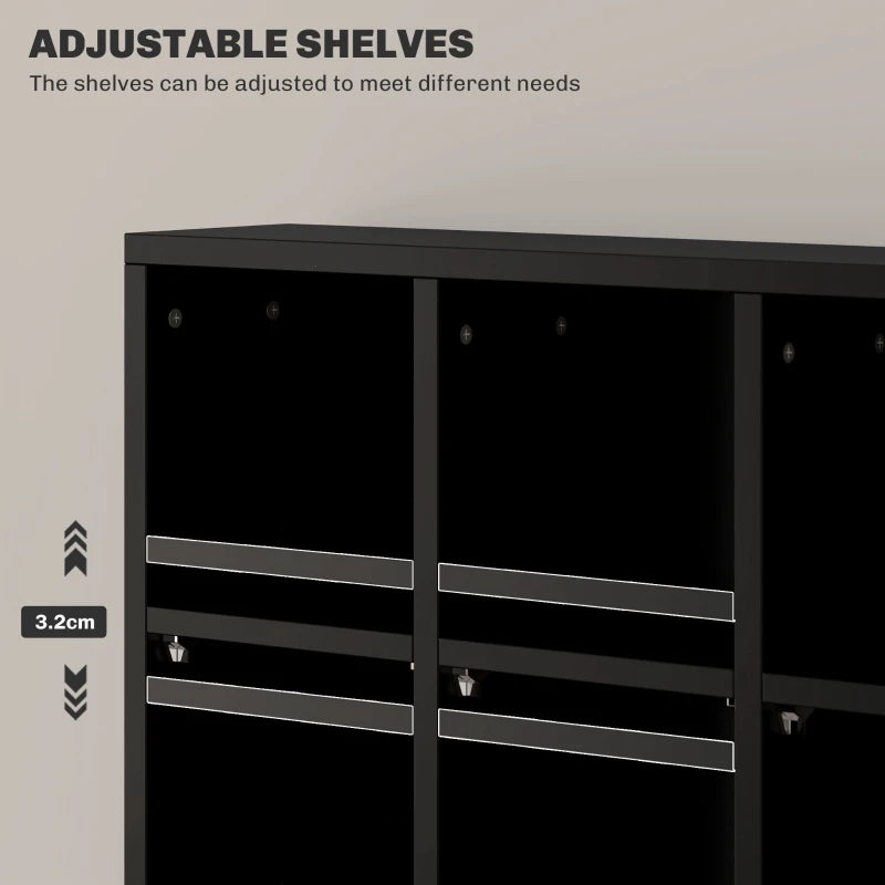 Adjustable CD Storage Unit with Shelves - 89 x 130.5 cm, Stylish Black Organizer for Media Collection