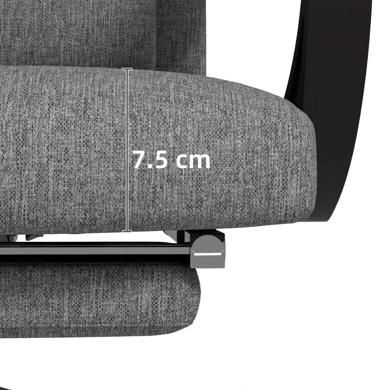 Vinsetto Grey Linen-Look Office Chair with 160° Recline and Footrest - Ergonomic Comfort for Home and Office