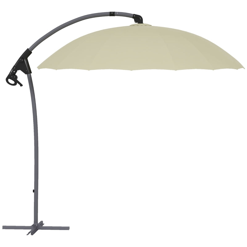 Beige 2.7m Cantilever Parasol with Cross Base