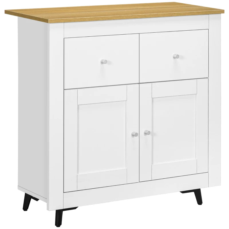 Modern White Sideboard Storage Cabinet with Double Doors & Drawers - Stylish Kitchen Cupboard for Dining Room, Living Room & Entryway
