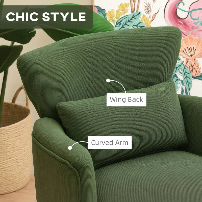Green Corduroy Retro Accent Chair for Stylish Living Room Decor