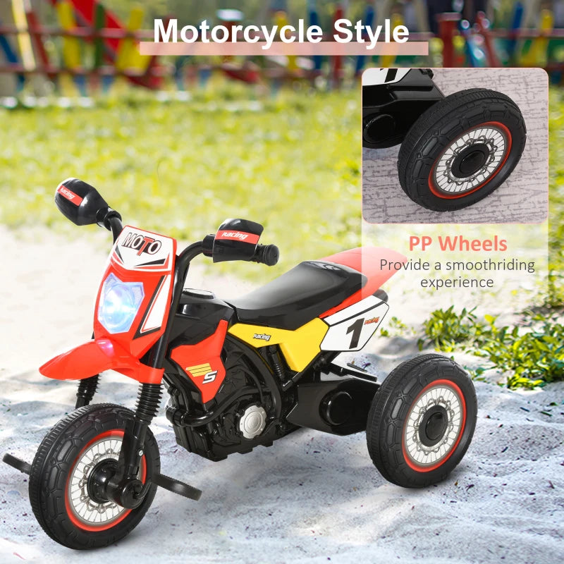 Toddler Pedal Motorcycle Tricycle with Music & Lights - Kids Ride-On Bike for Boys & Girls 18-36 Months - Red