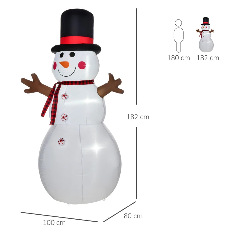 6ft Giant Inflatable Snowman Christmas Decoration with LED Lights - Cute Family Fun for Indoor & Outdoor Holiday Decor
