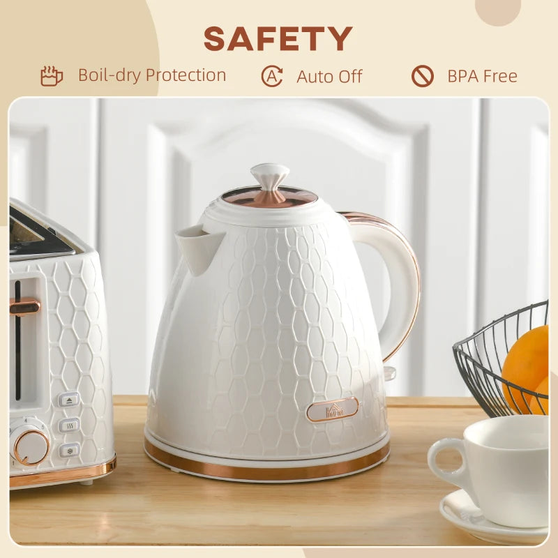 3kW Rapid Boil Honeycomb Kettle in Cream - Stylish Electric Tea Kettle for Fast Boiling and Modern Kitchen Decor