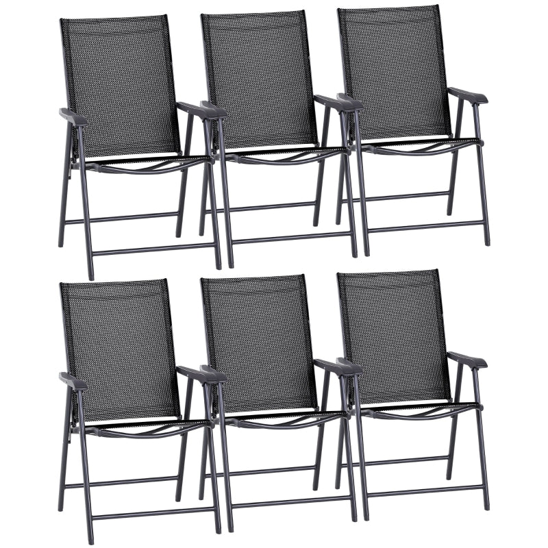Black Folding Metal Outdoor Dining Chairs Set of 6