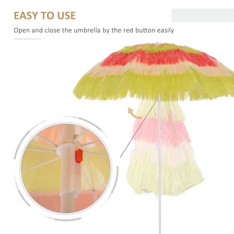 Multicolor 1.6m Beach Sun Umbrella with Tilting Crank