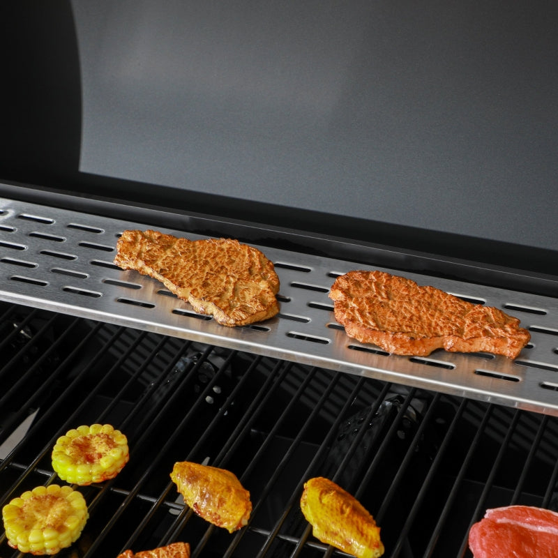 Black 5-Burner Steel Gas Grill with Thermometer
