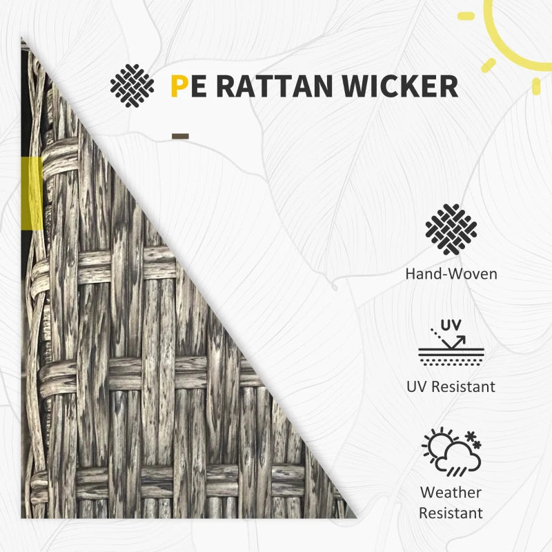 5-Piece Dark Grey Rattan Patio Furniture Set - Corner Sofa, Footstools & Coffee Table for Poolside