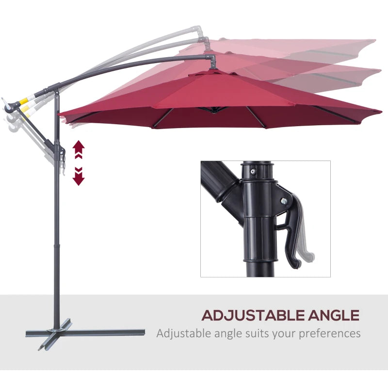 3m Water Resistant Wine Red Hanging Parasol