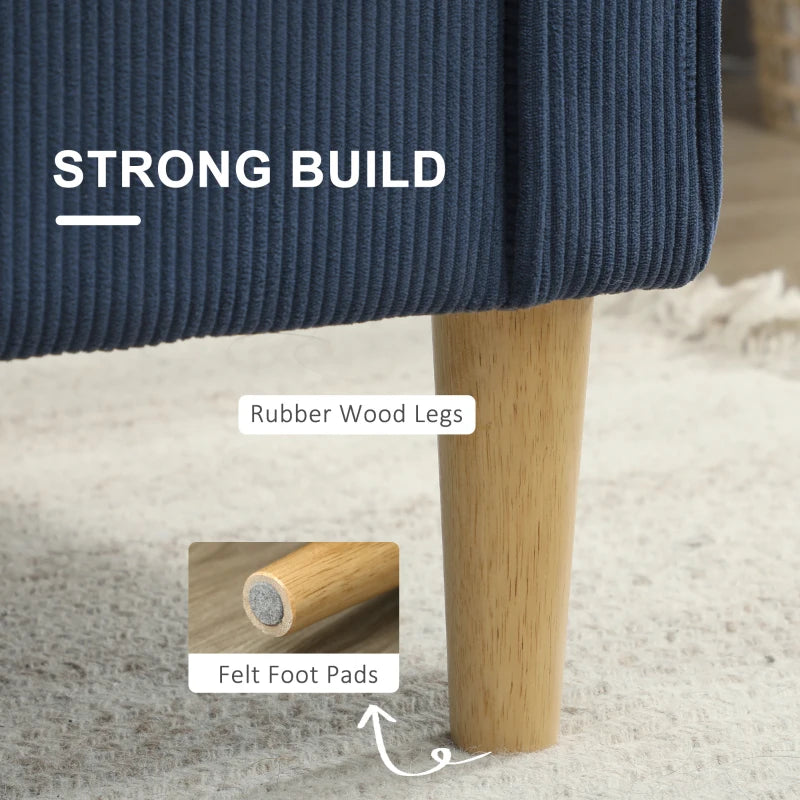 Small Blue Corduroy Two-Seater Sofa for Compact Living Spaces