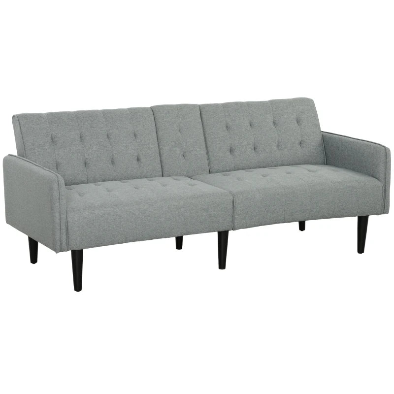 Light Grey Three-Seater Sofa Bed with Cupholders for Comfort and Style