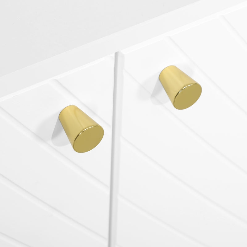 Elegant White and Gold Two-Cupboard Sideboard for Stylish Storage