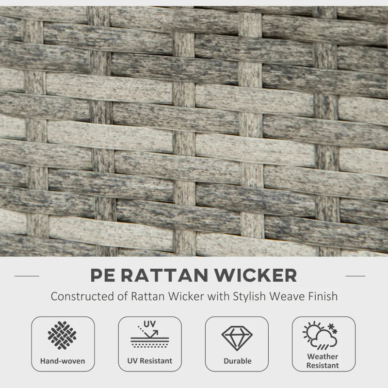 Outdoor PE Rattan Gas Fire Pit Table - 40,000 BTU Square Propane Heater with Rain Cover, Mesh Lid & Lava Stone - Mixed Grey