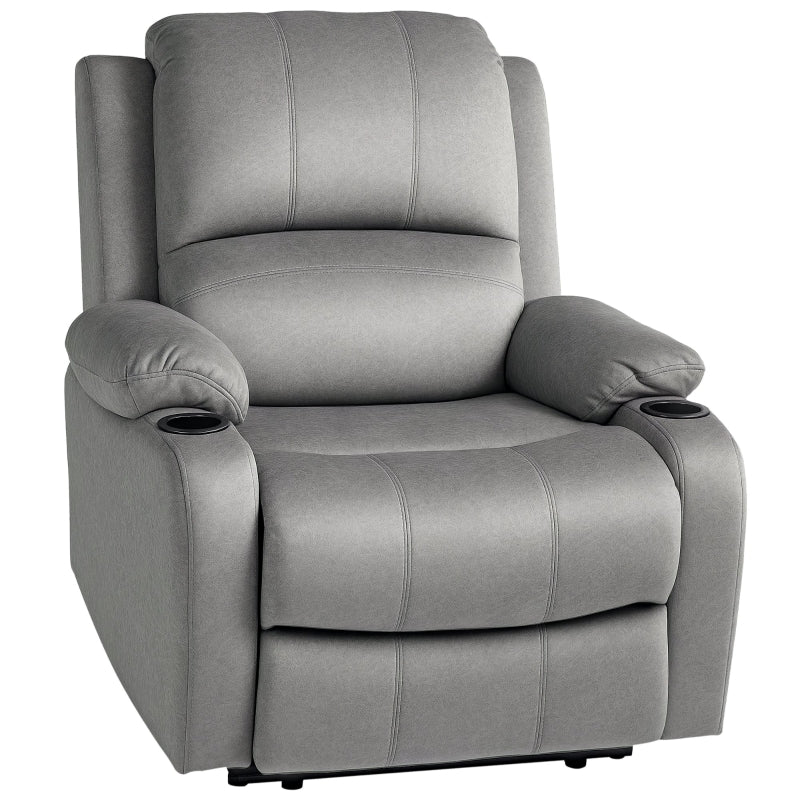 Grey Microfibre Manual Reclining Armchair with Footrest for Ultimate Comfort and Relaxation