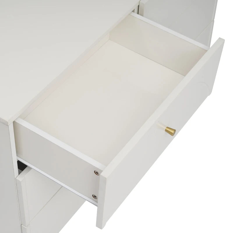 Height Adjustable Kitchen Cupboard with 6 Drawers - Stylish White Cabinet, Wood & Metal, 120x40x85 cm for Optimal Storage