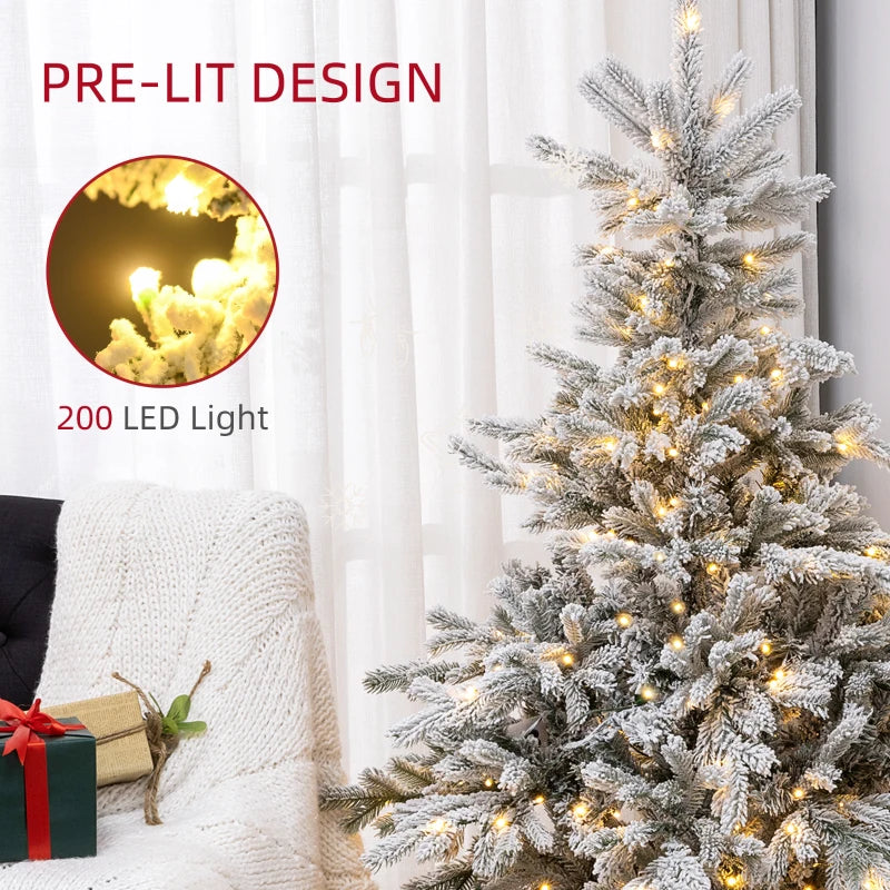 5ft Snow-Flocked Artificial Christmas Tree with LED Lights - Bushy, Lifelike Holiday Decor for Festive Home Decoration