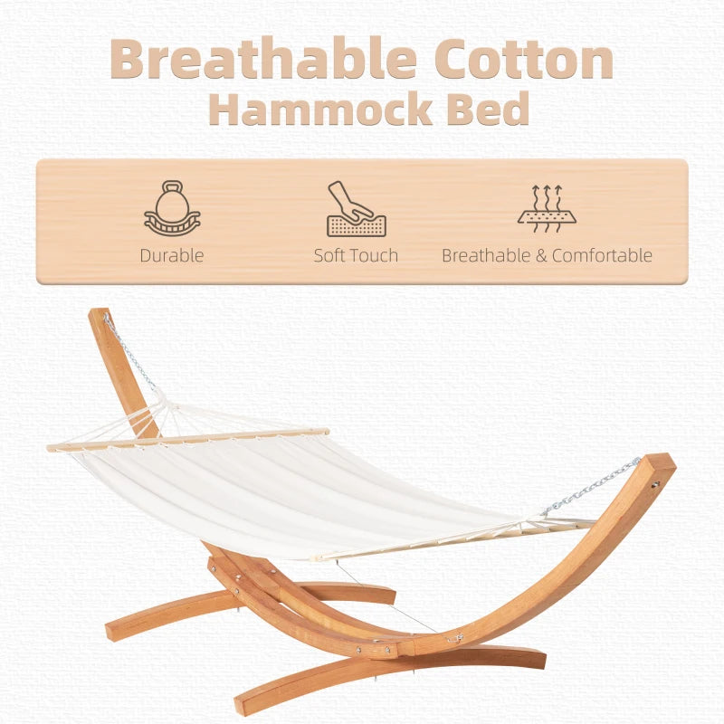 White Outdoor Garden Hammock with Wooden Stand