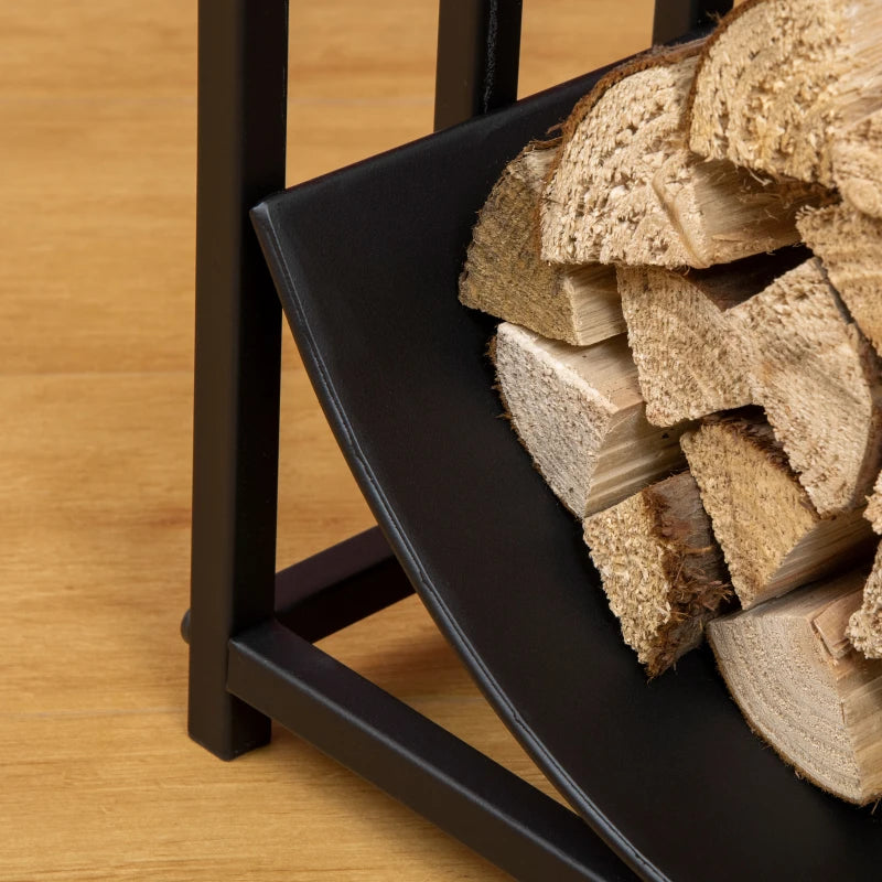 Bear-Shaped Metal Firewood Log Holder Rack - Indoor/Outdoor Fireplace Wood Storage, Rust-Resistant, 42W x 33.5D x 43H cm