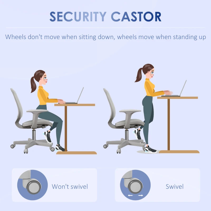 Vinsetto Ergonomic Mesh Back Office Chair - Adjustable Height, Grey, 44-56cm, Comfortable Desk Chair for Home & Office