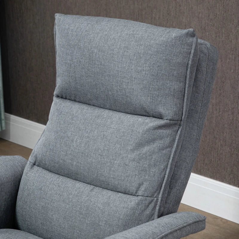 Upholstered Swivel Recliner Chair with Footstool, Remote-Controlled Massage Armchair, Timer and Steel Base in Grey