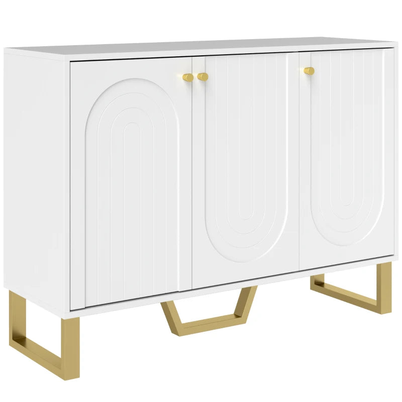 Modern 3-Door White Sideboard Storage Cabinet - Stylish Home Furniture for Living Room, Dining Room, or Entryway