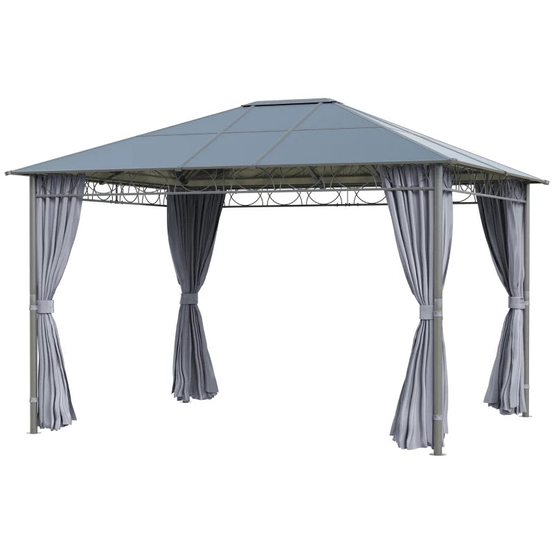 Grey 3m x 3.6m Hardtop Gazebo with UV Resistant Polycarbonate Roof
