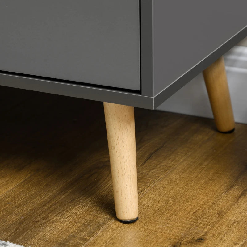 Modern Dark Grey Sideboard - Kitchen Cupboard with Double Doors, 3 Drawers & Adjustable Shelves for Living Dining Room