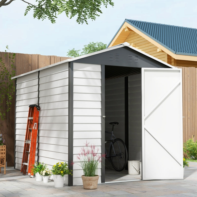 White 9ft x 6ft Metal Shed