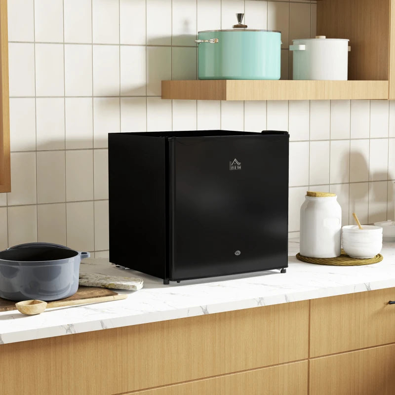 46L Lockable Countertop Fridge - Black Mini Refrigerator for Home, Office, or Dorm - Compact & Secure Storage Solution