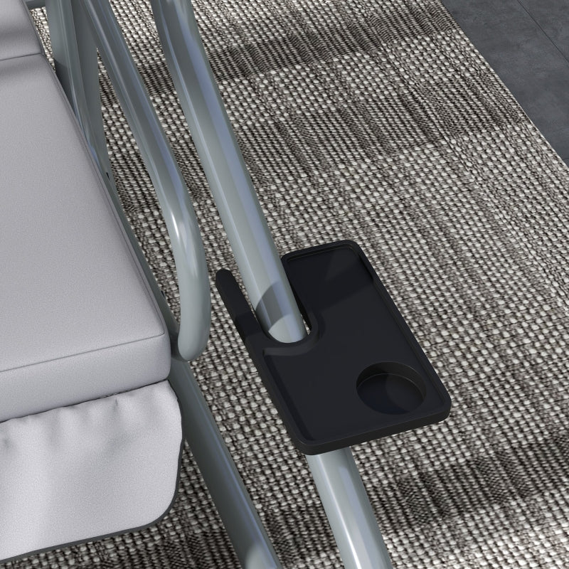 Three-Person Garden Swing Chair with Adjustable Canopy - Light Grey - Outdoor Patio Seating