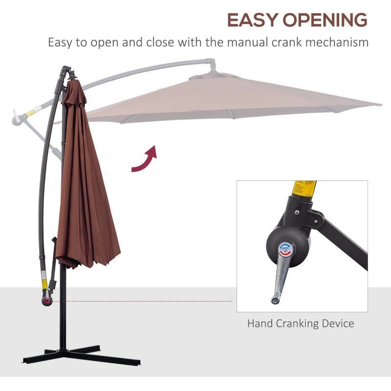 3m Coffee Hanging Umbrella Parasol
