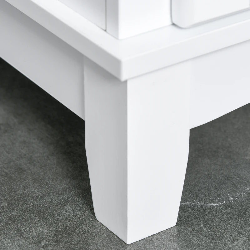 Freestanding Kitchen Cupboard with Glass Doors & 2 Drawers - Stylish White Storage Cabinet for Microwave & Kitchen Essentials